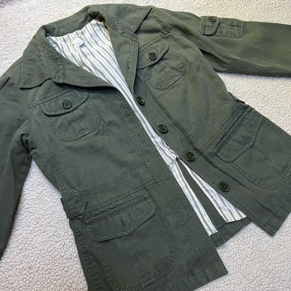 Giacca army green utility military jacket striped lining 100% cotton overcoat - Picture 5 of 16